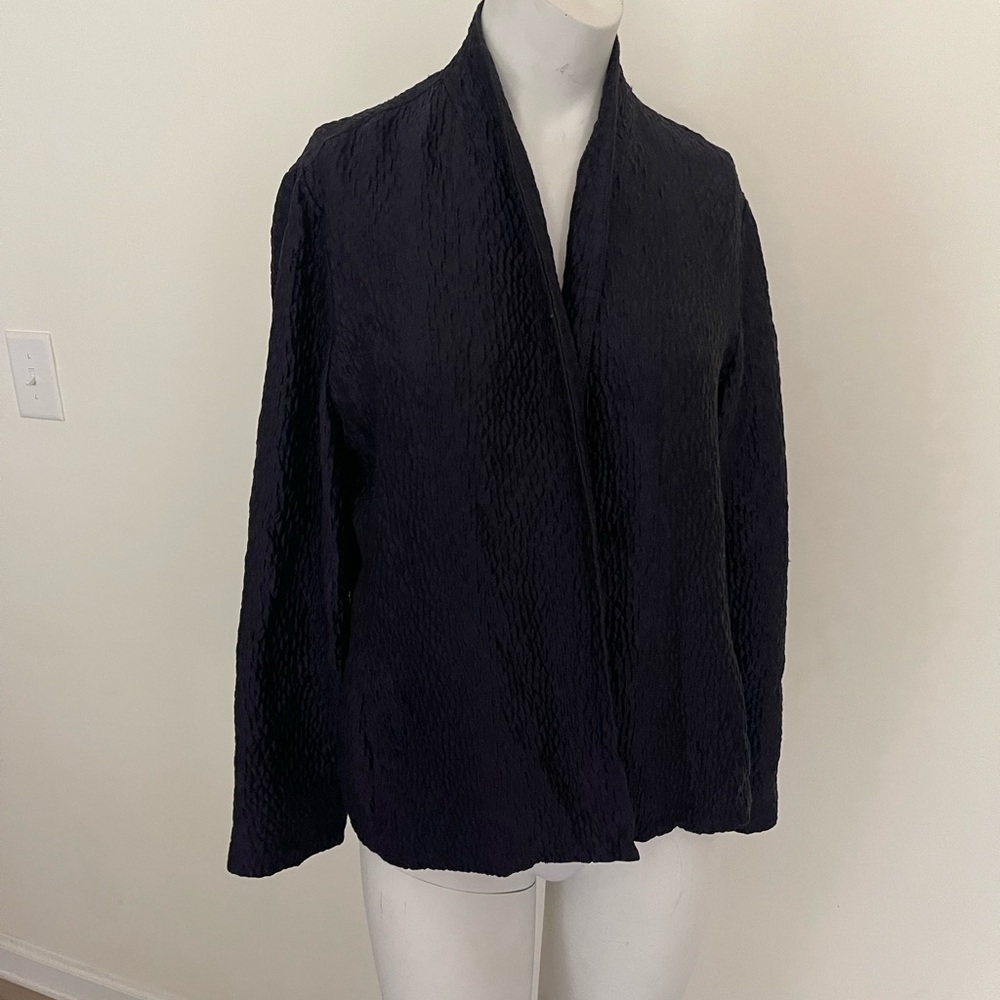 Eileen Fisher Black silk Classic Professional Style jacket
